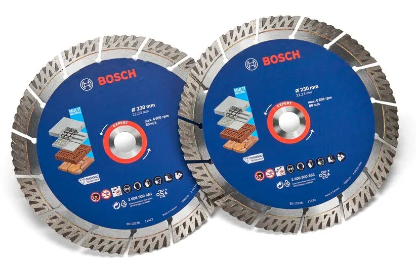 EXPERT Multi Material Diamant-Trennscheibe 230 x 22,23 mm Twin-Pack (2 Stück) inkl. Rucksack