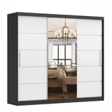 imoebel24 Schwebetürenschrank, Schwarz, Weiß, Holzwerkstoff, 9 Fächer, Rechteckig, 250x218x61 cm, Schlafzimmer, Kleiderschränke, Schwebetürenschränke