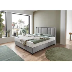 Boxbett "ARLA", grau (hellgrau), B:185cm L:213cm, ATLANTIC HOME COLLECTION, Komplettbetten, Boxspringbett, mit Taschen-Federkernmatratze und Bettkasten