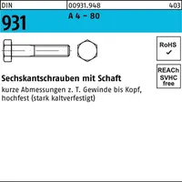Hörger & Geßler DIN 931/ISO 4014 Sechskant-Schaftschraube M8x90 Edelstahl