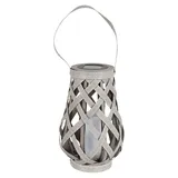 Buri Solar Gartenlaterne Rattanoptik spritzwassergeschützt 1er Set weiß