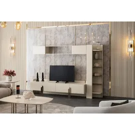 JV Möbel Sideboard Wandregal Bücherregal), Wandschrank Wohnwand Beige Wohnzimmer