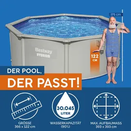 BESTWAY Hydrium Stahlwandpool Komplett-Set Ø 360 x 120 cm inkl. Sandfilteranlage