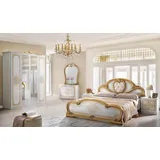 Interdesign24 Schlafzimmer-Set Clara, (6-Teilig, inkl. Spiegeltüren und Polsterung, mit Goldverzierungen im ausgefallenem Barock-Stil), in Hochglanz Weiß/Gold