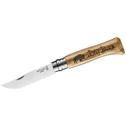Opinel 08 Animalia America Bison Taschenmesser - STK - braun