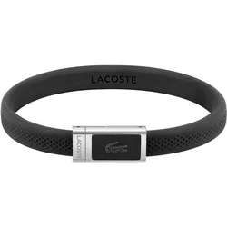 Armband LACOSTE "Schmuck Edelstahl Silikonarmband LACOSTE", grau (schwarz, edelstahlfarben), Armbänder, Herren, Silikon-Edelstahl, Silikon, Edelstahl