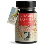 Vitamin D3 K2 VEGAN - 180 Tabletten mit 5000 IE D3 + 200 mcg K2 - Vitamin D3 hochdosiert und vegan - Vorratspackung - laborgeprüft mit Zertifikat - ohne unerwünschte Zusatzstoffe