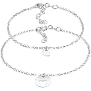 Elli - Herz Mutter Tochter Plättchen Cut Out 925 Silber Armbänder & Armreife Damen (39.89 € / )
