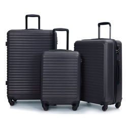 Flieks Hartschalen-Trolley, 4 Rollen, Trolleyset Handgepäck Koffer Set-3 tlg., ABS-Material, TSA-Schloss schwarz 1 cm x 1 cm x 1 cm