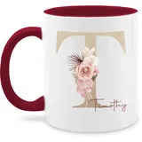 Tasse Tassen 325ml - Geschenk personalisiert mit Namen I Geschenkideen Anfangsbuchstabe Name - 325 ml - Bordeauxrot - buchstaben anfangsbuchstaben coffee mug tasse+mit+namen