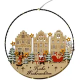 Hti-Living LED-Hängedekoration mit Weihnachtsmann und Rentier