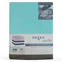 Setex Feinbiber Spannbettlaken 200 x 200 cm«, großes Spannbetttuch, 100 % Baumwolle, Bettlaken in Türkis