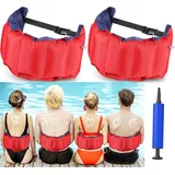 2 Stück Schwimmgürtel, Aufblasbarer Schwimm Trainingsgürtel Verstellbar Schwimmhilfe für Kinder und Erwachsene, Wassersport Schwimmtraining Hilfsschwimmen