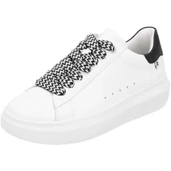 Plateausneaker RIEKER SPORT, Damen, Gr. 37, schwarz-weiß (weiß, schwarz), Leder, sportlich, Schuhe, Freizeitsneaker, Schnürschuh, Halbschuh im Sport-Style