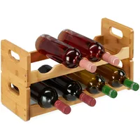 Relaxdays Weinregal, platzsparende Weinablage für 8 Flaschen, quer, Flaschenregal