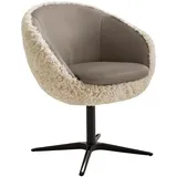 Koinor Armlehnstuhl, Beige, Graubraun, Textil, Leder, Kombination Echtleder/Stoff, Nappaleder, Sternfuß, 65x81x61 cm, Beinauswahl, Lederauswahl, Stoffauswahl, Sitzfläche 360° drehbar, Esszimmer, Stühle, Esszimmerstühle, Armlehnenstühle