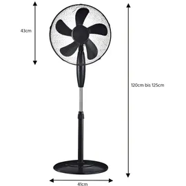 V-Tac Standventilator 125 cm höhenverstellbar Schwarz