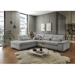 Ecksofa DIE PLANBAR "MP-IN16012 L-Form Kaltschaum-Polsterung", silber, B:312cm H:85cm T:260cm, 85% Polyester, 15% Nylon, Sofas, inkl. Sitztiefenverstellung, optional mit Funktionen