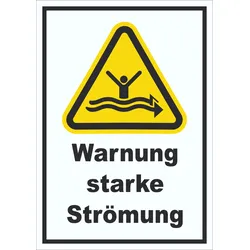 Schild Warnung starke Strömung A6 (105x148mm)