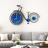 GERHWASH Wanduhr Groß, Wanduhr Ohne Tickgeräusche Pendeluhr Wanduhr Fahrrad Radfahren Form Wall Clock Living Room, für Küche Schlafzimmer Wohnzimmer Büro 63×42cm (A)