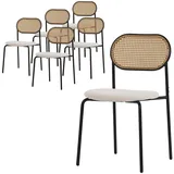 ML-DESIGN Stuhl Esszimmerstühle Rattanstuhl Polsterstühle Akzentstühle für Esszimmer (6 St), Beige Esstischstühle mit Rückenlehne aus Rattan 6er Set Küchenstuhl beige