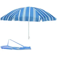 Mojawo Sonnenschirm rund 1,80m Blau gestreift Polyester knickbar UV