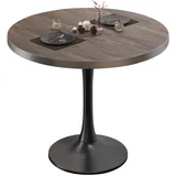 BL | Bistrotisch | Ø:H 50 x 76 cm | Edelstahl Rand | Light Wenge / Schwarz | ...