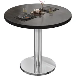 BN | Bistrotisch | Ø:H 60 x 72 cm | Schwarzer Rand | Wenge / Edelstahl | Rund