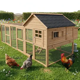 zooprinz Hühnerstall Happy Huhn XXL 300 x 121 x 152 cm braun