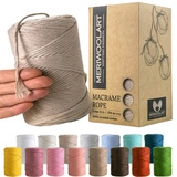 MeriWoolArt® Premium Makramee Garn Beige - Makramee Baumwollgarn 3mm x 200m - Super weiches Garn, einfach gedrehte Makramee Schnur - 100% Baumwolle für DIY Boho Deko Handwerk