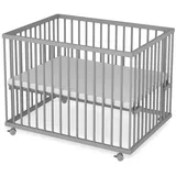 Sämann Babybett Laufgitter 75x100 cm Matratze Basic grau Premium Kollektion Laufstall grau