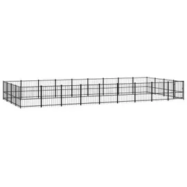 vidaXL Outdoor-Hundezwinger 8,73 m x 3,88 m x 1 m Stahl Schwarz