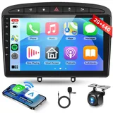 2G+64G Wireless Carplay Android 13 Autoradio 2 Din für Peugeot 308/408 2007-2013 9 Zoll Autoradio mit Android Auto Navi GPS WiFi Mirror Link Bluetooth FM/RDS Radio EQ/DAB/OBD/DVR/SWC Rückfahrkamera