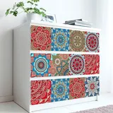 Fliesenaufkleber Mandala Rot Blau Klebefliesen PVC Mosaikfliesen Hitzebeständig Fliesenaufkleber Bad Wasserdicht Küchenrückwand Folie Ölfest Spritzschutz Fliesenaufkleber Küche 10x10cm