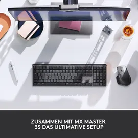 Logitech MX Mechanical Graphite, LEDs weiß, Kailh Choc V2 LOW PROFILE RED, Logi Bolt, USB/Bluetooth, DE (920-010749)