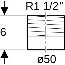 Geberit PE Übergang mit Außengewinde d 50mm R 1 1/2