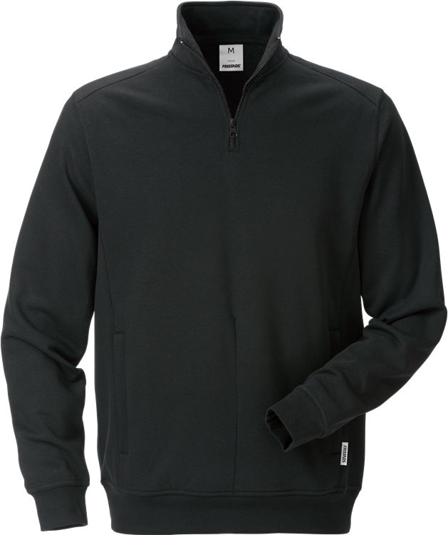 Fristads Sweatshirt mit kurzem Reißverschluss 7607 SM 114140 - schwarz - 4XL
