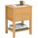 SoBuy Nachttisch Sofatisch Beistelltisch mit 2 Schubladen Natur FBT114-N