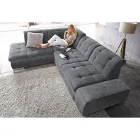 Ecksofa SIT & MORE "Pale L-Form", grau, B:280cm H:84cm T:227cm, SOFTLUX-Kunstleder im Korpus, Sitz und Rücken in Softstruktur (80% Polyester, 20% Polyamid), Softstruktur (80% Polyester, 20% Polyamid), Luxus-Kunstleder, Sofas, inklusive Kopfteilverstellung, wahlweise mit Bettfunktion