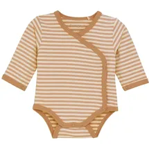 FIXONI Kinder Wickelbody "Wrap Body LS Y/D Stripe" in Braun | Gr.: 44