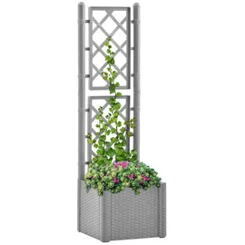 vidaXL Garten-Hochbeet mit Spalier und Selbstbewässerungssystem 60 x 30 cm Grau