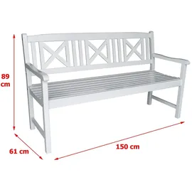 prestige home living outdoor 3-Sitzer Gartenbank 150 x 61 x 89 cm Weiß