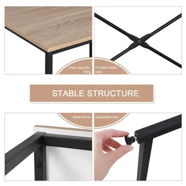 Woltu - Holz mit Eisen-Gestell Computertisch Bürotisch Schreibtisch PC Tisch Arbeitstisch Esstisch Große Desktop Design, Heller Eiche+schwarz