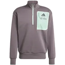 adidas Herren Mercedes - AMG Petronas Formula ONE Team Premium Woven Fleece TOP Men, Grey strata/Frozen Green, XS