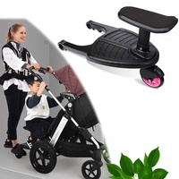 Hilfspedal für Kinderwagen, Buggyboard mit Sitz, Sitz abnehmbar und montierbar, Kompatibel Mit Fast Jedem Buggy Und Kinderwagen, Maximale Belastung 25 kg (Rosa)