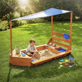 ML-Design Sandkasten mit Dach Boot blau