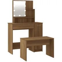 vidaXL Schminktisch-set mit LED Braun Eichen-optik Holzwerkstoff
