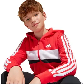 adidas Seasonal Essentials Tiberio 3-Streifen Fleece Jogginganzug Kinder JC7522 - pure ruby/white,