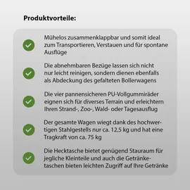 Trutzholm Bollerwagen faltbar mit Sonnendach grün/schwarz