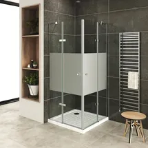 iflair i-flair Eck-Duschkabine mit Drehtüren links 75 x 70 cm grau/silber Sicherheitsglas DK19